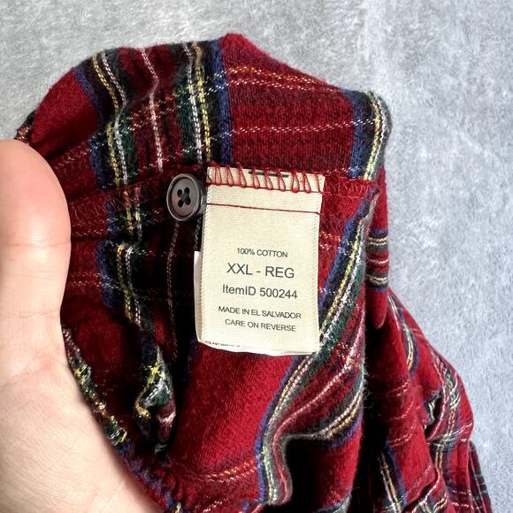 LL Bean Cotton Pajama Set Men's XXL Red Plaid Warm Comy Holiday Festive - Picture 12 of 13